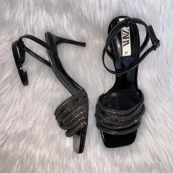 ZARA Shiny Beaded High Heel Sandals - Picture 10 of 12
